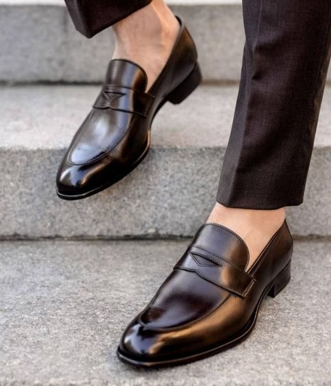 decent black loafer handmade leather shoes sold by…